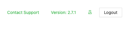 The onboarding portal header, showing the Version tag between Contact Support and Logout
