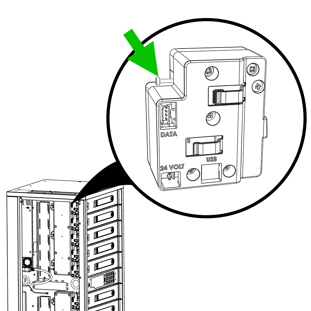 The manual release pin on a FUYL Tower lock module